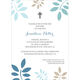 Blue and Tan Botanical Leaves with Cross Invitations Image 2 of 4